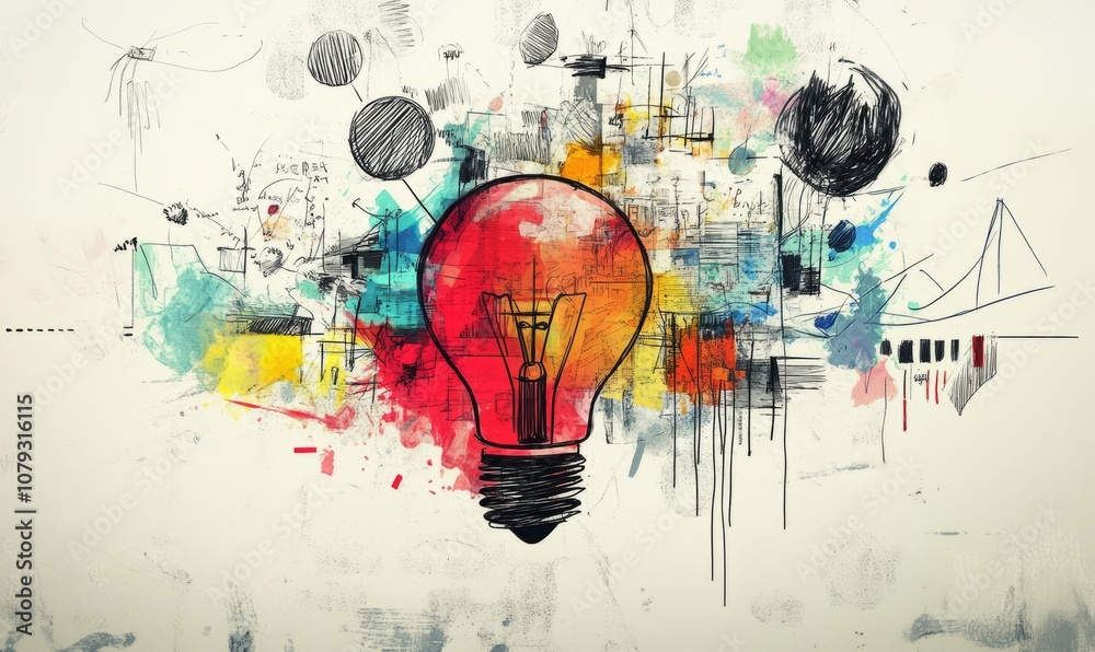 Creative business brainstorming illustration and ideating for innovative projects