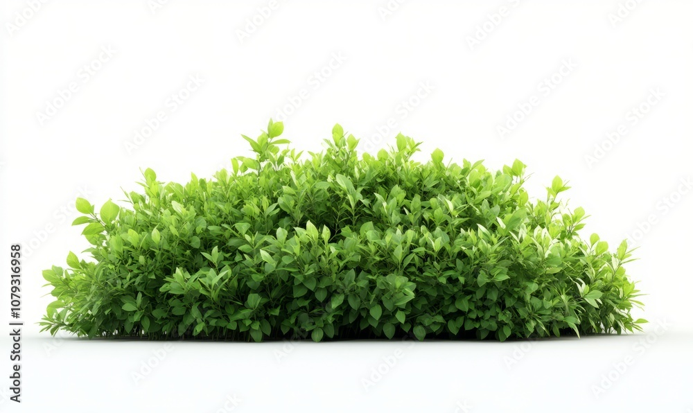Dense green shrub with vibrant leaves, isolated on a white background. The foliage appears healthy and lush, offering a natural and fresh appearance. Dense green shrub with vibrant leaves, isolated on a white background. The foliage appears healthy and lush, offering a natural and fresh appearance.
