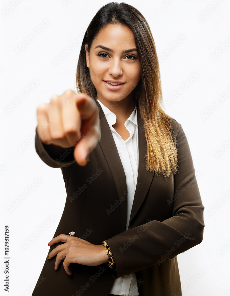 Mujer de negocios en fondo blanco Mujer de negocios en fondo blanco