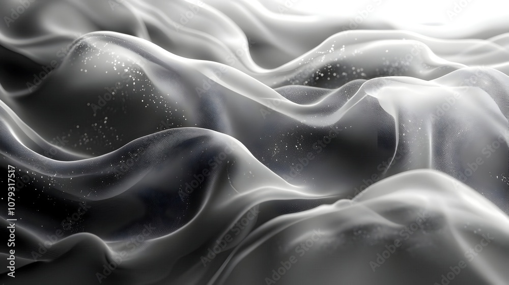 Obraz premium Abstract 3D Background with Wavy Lines and Sparkling Particles