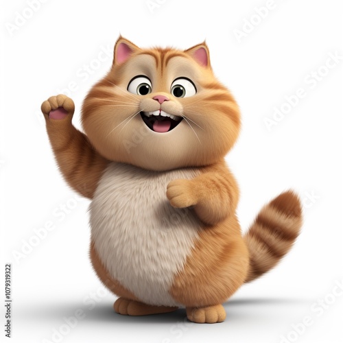 A fat cartoon cute furry cat smile characters drawing