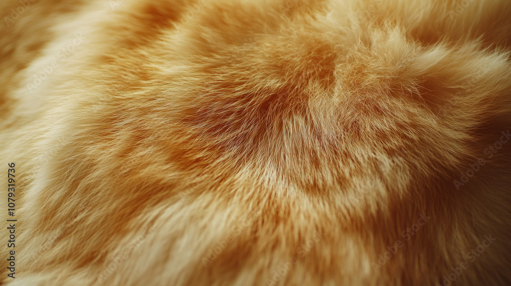 Close-up view of soft orange fur on a cozy surface in warm lighting Close-up view of soft orange fur on a cozy surface in warm lighting