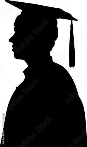 Silhouette of Graduate in Cap and Gown