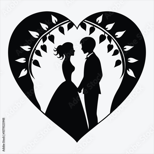 Legacy of Love, Silhouette White background illustration, Generative Ai