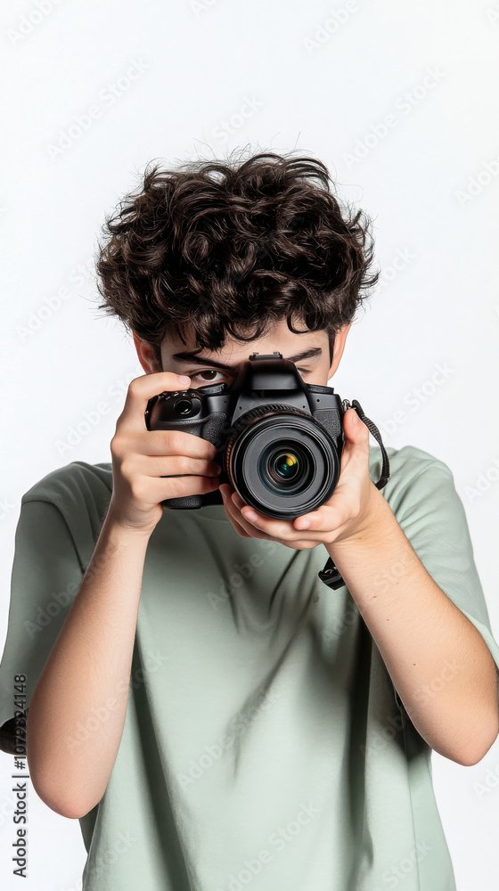 Young person engaged in photography with a digital camera for creative projects Young person engaged in photography with a digital camera for creative projects