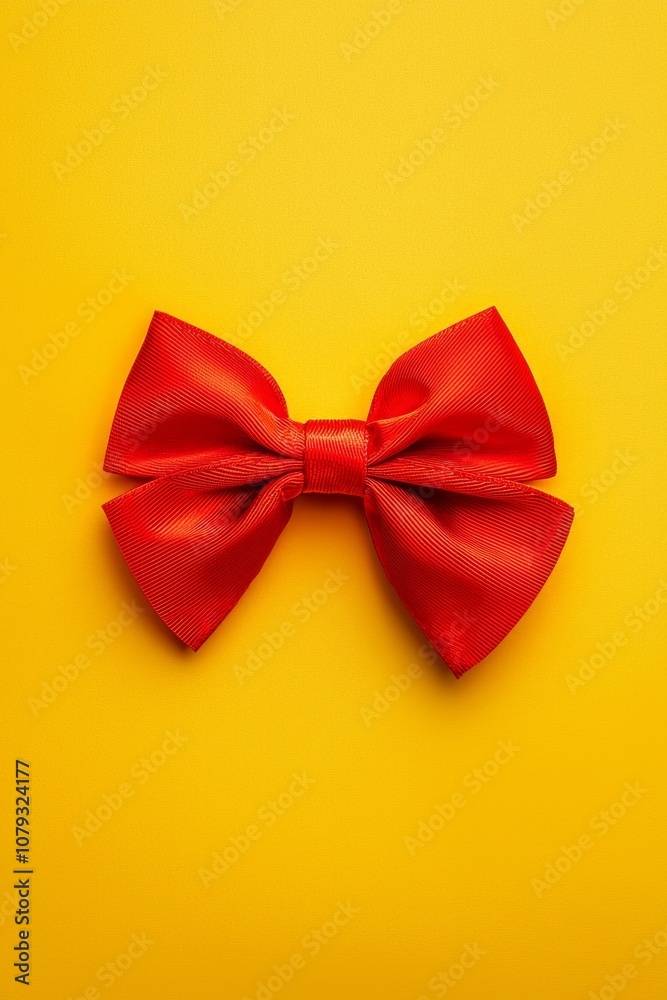 Red bow on a yellow background Red bow on a yellow background