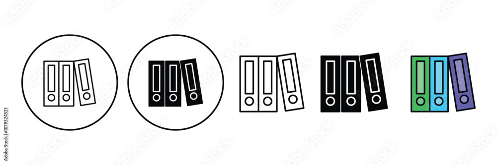 Set of Row of binders icons collection. Binders symbol different style. Vector Illustration. Set of Row of binders icons collection. Binders symbol different style. Vector Illustration.