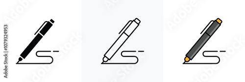 Set of Signature pen icon collection. Signed with a pen symbol. Vector Illustration.