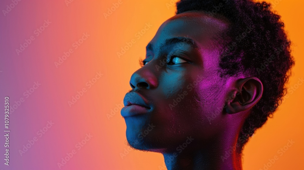 Amidst a spectrum of colors, a determined LGBTQ student's poised posture signifies their courage and determination Amidst a spectrum of colors, a determined LGBTQ student's poised posture signifies their courage and determination