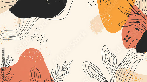 Minimalist abstract background with restrained color use and simple forms, copy space. Organic. Illustration