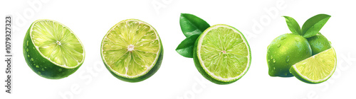 Assorted fresh fruits isolated on transparent background. Realistic illustration. Healthy eating and organic produce concept. Clipart for cookbook, menu, and greengrocery store advertising.