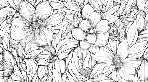 Creative Seamless Pattern For Coloring Page And Coloring Book