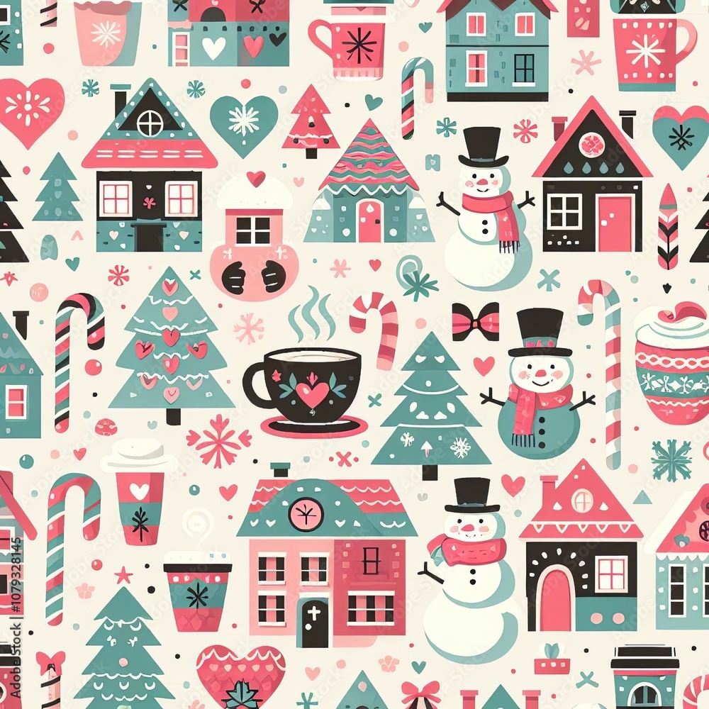 Festive Christmas Design of Wrapping Paper Festive Christmas Design of Wrapping Paper