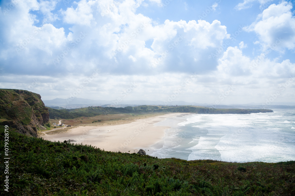 Xago beach view. Asturias coastline panorama, Spain Xago beach view. Asturias coastline panorama, Spain