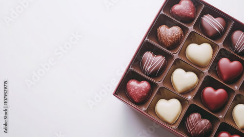 Heart-shaped chocolate assortment for valentine's day gift or dessert presentation photo