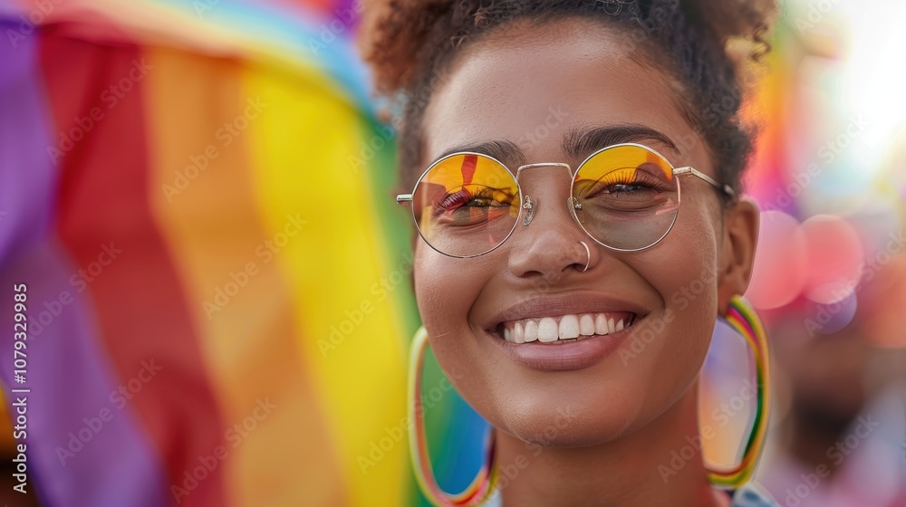 Amidst a spectrum of colors, a determined LGBTQ student's poised posture signifies their courage and determination