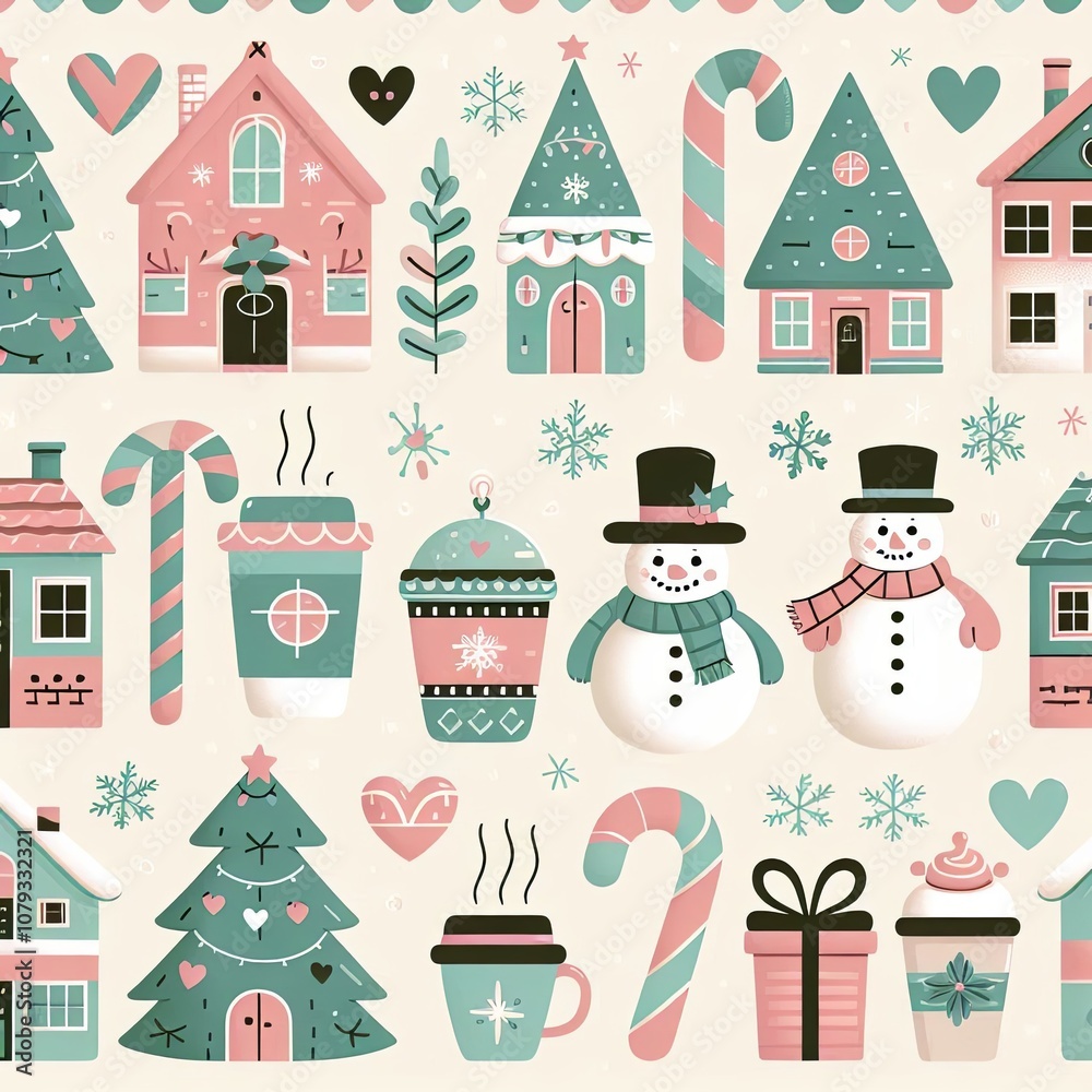 Festive Christmas Design of Wrapping Paper Festive Christmas Design of Wrapping Paper