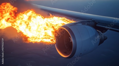 Engine failure during flight leads to plane fire, causing emergency situation for passengers photo