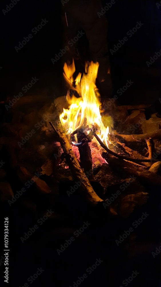 fire in the fireplace