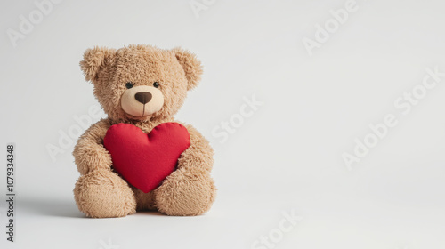 Adorable plush teddy bear holding heart for valentine's day gift or decor