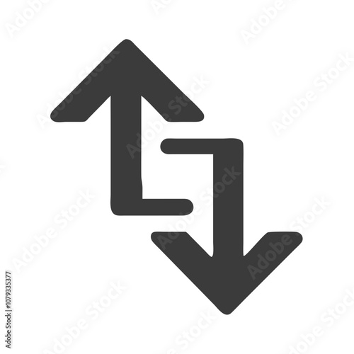 Vector icon featuring dual direction arrows illustrating upward and downward movement for navigation and signaling in various contexts