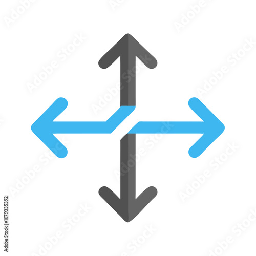 Direction arrows vector icon illustrating movement options in various orientations, commonly used in navigation tools and user interfaces for clarity in guiding users