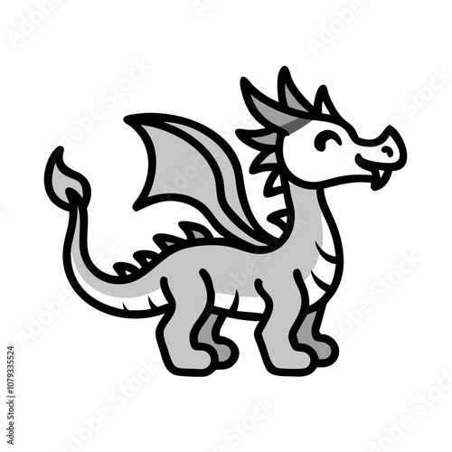 Cute dragon vector icon designed for fantasy themes, children’s illustrations, and playful graphics suitable for various digital applications