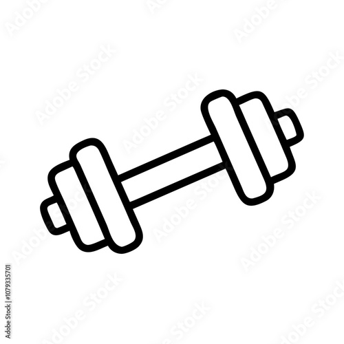 A minimalist vector icon representing a dumbbell, symbolizing fitness and strength training equipment commonly used in gyms and home workouts