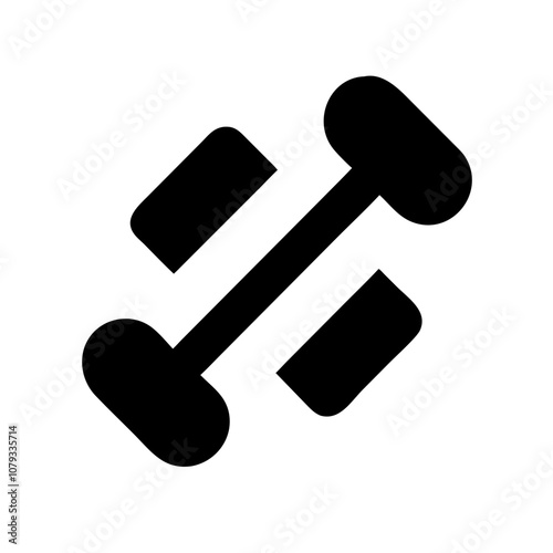 A simple black vector icon of a dumbbell representing weightlifting, fitness training, exercise equipment, and strength building, suitable for use in gym or health-related designs