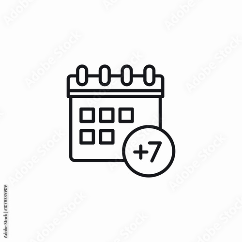 calendar plus seven days icon sign vector