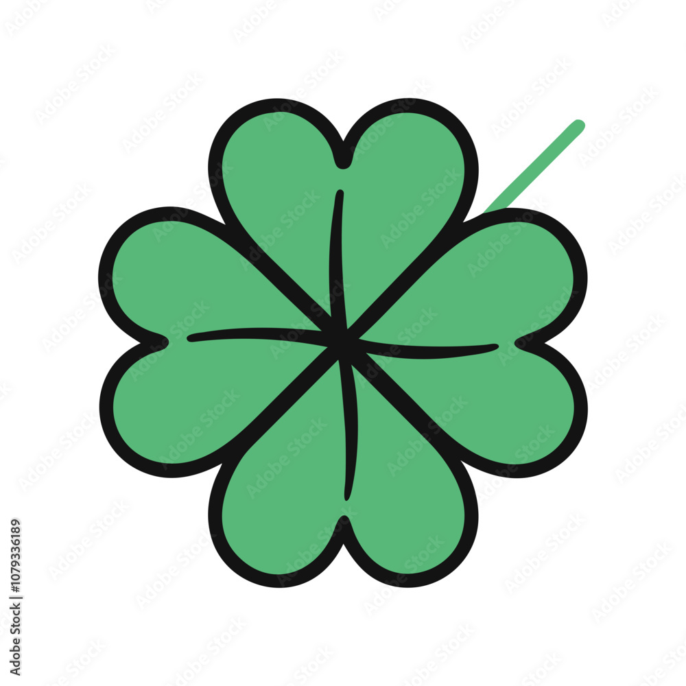A vector icon of a four-leaf clover representing luck and St. Patrick's Day, created in a simple yet engaging design style perfect for various applications A vector icon of a four-leaf clover representing luck and St. Patrick's Day, created in a simple yet engaging design style perfect for various applications