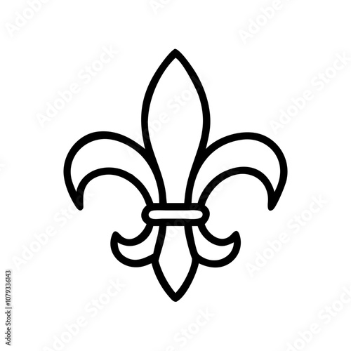 A minimalistic vector icon featuring a classic fleur de lis design, showcasing elegance and heritage, suitable for various artistic and decorative applications