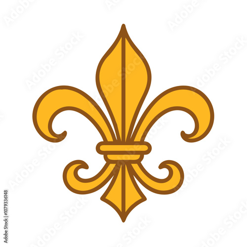 Elegant fleur de lis vector icon symbolizing heritage and tradition, featured in a golden hue against a simple background, perfect for design and artistic projects