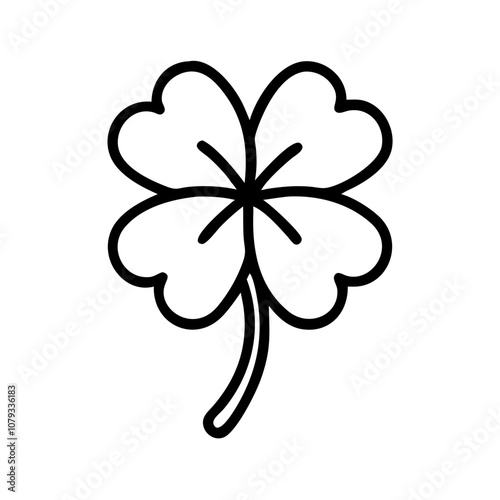 A detailed vector icon of a four-leaf clover symbolizing good luck and fortune, presented in a simple and elegant black outline style