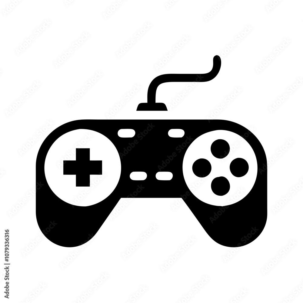 Classic vector icon of a retro game controller illustrating gaming culture from the 1980s, featuring buttons and a joystick, ideal for digital design projects or gaming applications Classic vector icon of a retro game controller illustrating gaming culture from the 1980s, featuring buttons and a joystick, ideal for digital design projects or gaming applications