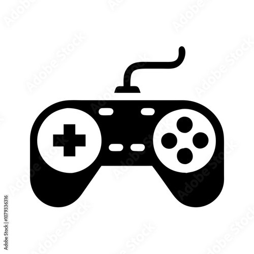 Classic vector icon of a retro game controller illustrating gaming culture from the 1980s, featuring buttons and a joystick, ideal for digital design projects or gaming applications