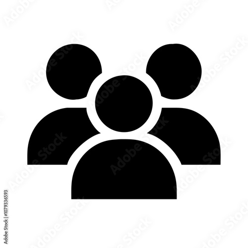 An abstract vector icon depicting a group of three people standing close together, symbolizing community, teamwork, and collaboration in a modern design