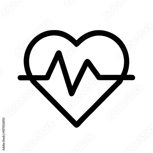 A vector icon representing a heart with a heartbeat line, illustrating themes of health, vitality, and monitoring, ideal for use in healthcare and wellness contexts