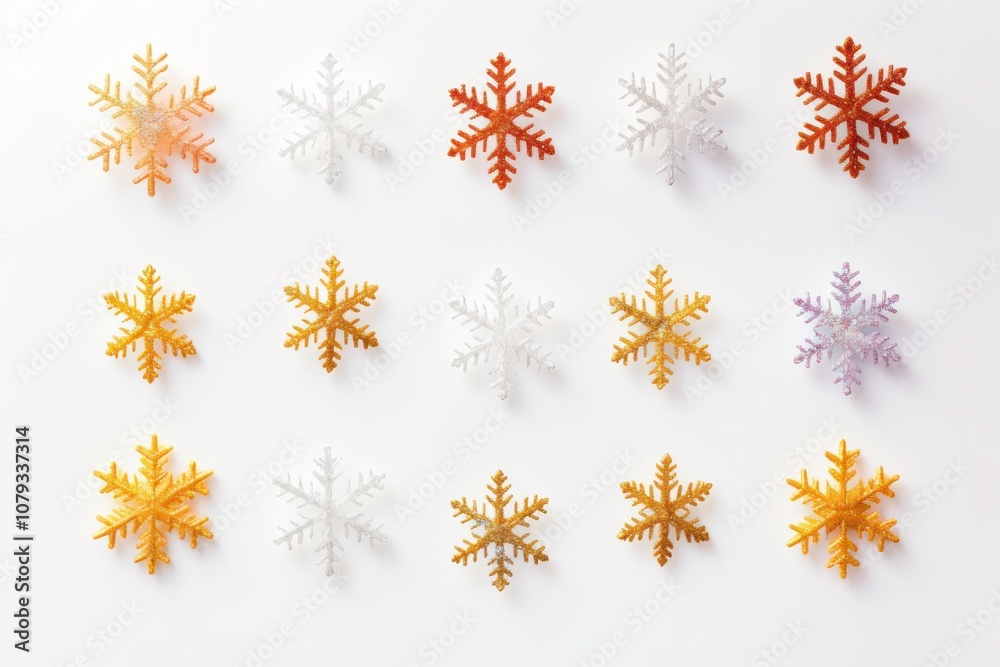 Colorful Snowflakes on a Bright Background