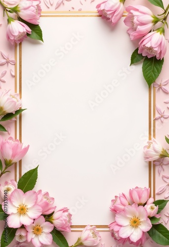 Floral arrangement with bright pink flowers on a light background featuring copy space