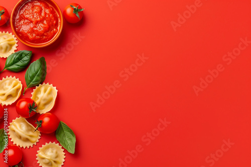 Vibrant Orange Fresh Ravioli with Tomato Sauce