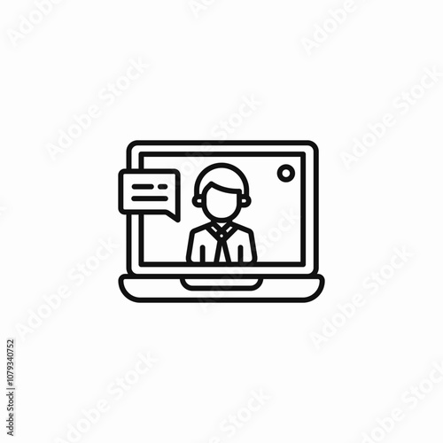 laptop video chat icon sign vector