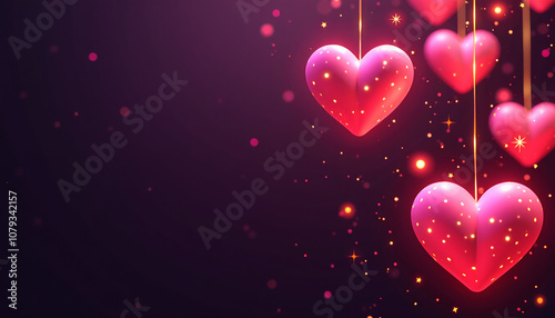 Romantic Glowing Hearts Valentine's Day Design