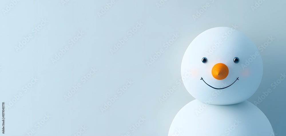 A cheerful snowman with a bright orange nose and a friendly smile stands against a soft blue background, evoking a sense of winter joy and holiday spirit. A cheerful snowman with a bright orange nose and a friendly smile stands against a soft blue background, evoking a sense of winter joy and holiday spirit.