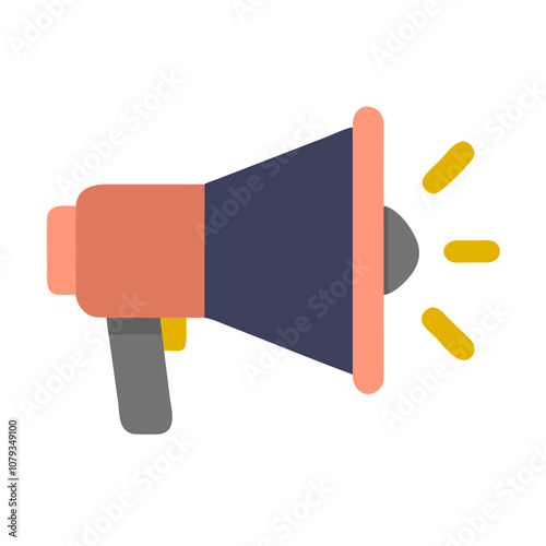 A colorful vector icon depicting a megaphone with sound waves, commonly used for announcements or promotions in various communication contexts