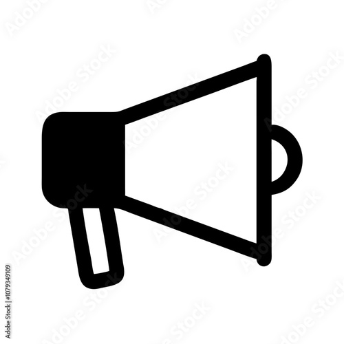 A simple vector icon representing a megaphone, commonly used for public speaking, advertising, or announcements in various contexts