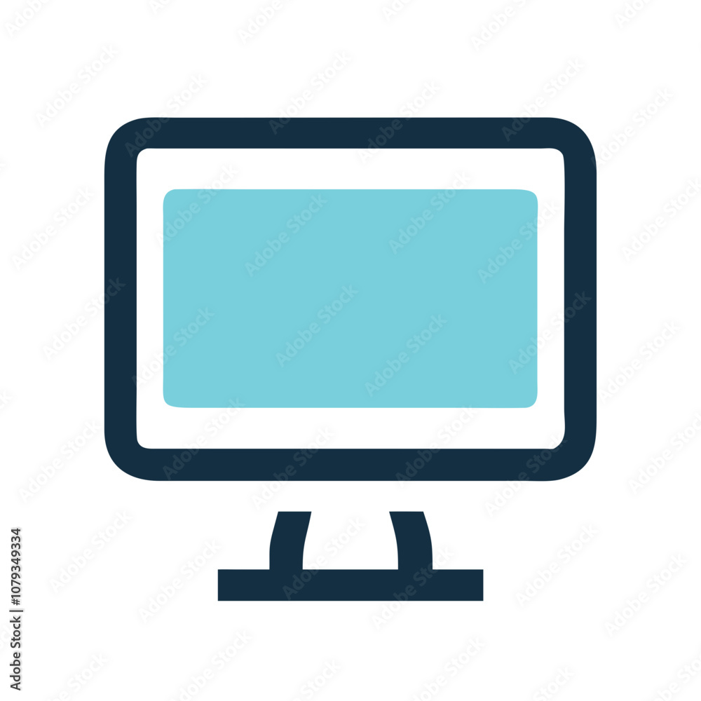 A simple vector icon representing a computer monitor with a blue screen, suitable for digital design projects related to technology or education A simple vector icon representing a computer monitor with a blue screen, suitable for digital design projects related to technology or education