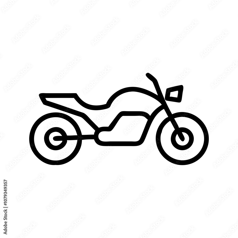 Minimalist vector icon of a motorcycle, showcasing its sleek design and streamlined form, ideal for use in transportation-related graphics and applications Minimalist vector icon of a motorcycle, showcasing its sleek design and streamlined form, ideal for use in transportation-related graphics and applications