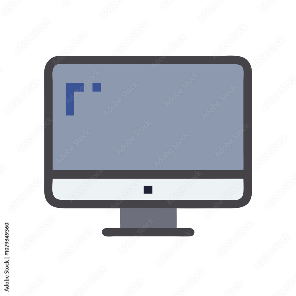 Vector icon of a desktop computer displaying a simplified user interface, designed for use in digital contexts such as websites, apps, and presentations focusing on technology themes Vector icon of a desktop computer displaying a simplified user interface, designed for use in digital contexts such as websites, apps, and presentations focusing on technology themes