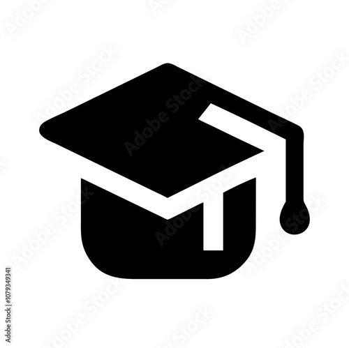 A simple vector icon depicting a mortarboard cap, symbolizing graduation and academic achievement, suitable for educational materials and celebratory events